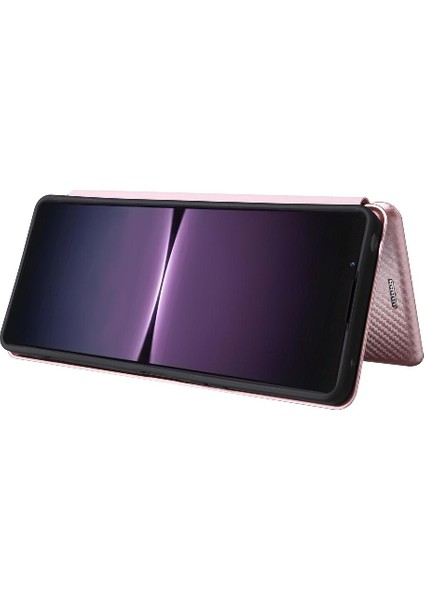 Sony Xperia 1 V 2023 Için Kılıf Deri Folio Flip Case Manyetik Karbon (Yurt Dışından)