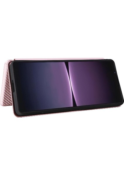 Sony Xperia 1 V 2023 Için Kılıf Deri Folio Flip Case Manyetik Karbon (Yurt Dışından)
