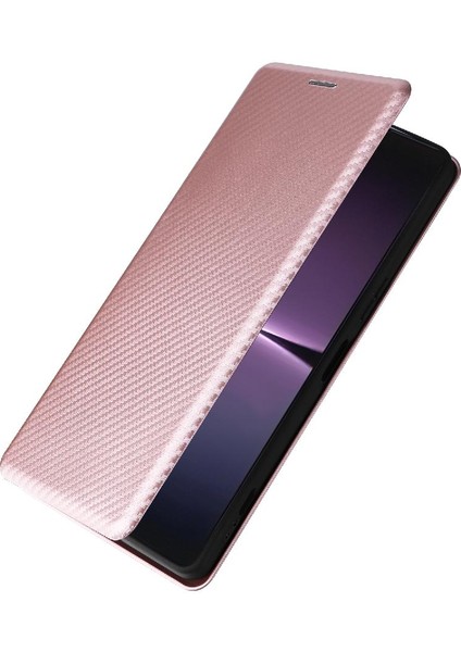 Sony Xperia 1 V 2023 Için Kılıf Deri Folio Flip Case Manyetik Karbon (Yurt Dışından)