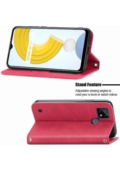 Realme C21Y Deri Kılıf Fermuar Basit Iş Kordon Cüzdan Için Kılıf (Yurt Dışından) fırsatları