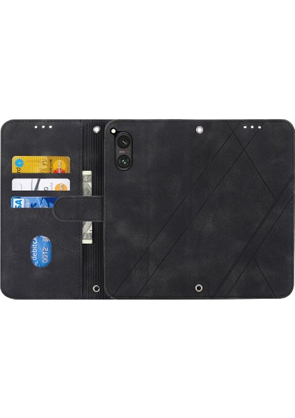 Sony Xperia 5 V Için Kickstand Durumda Anti Scratch Kredi Kartı Tutucu Pu (Yurt Dışından)