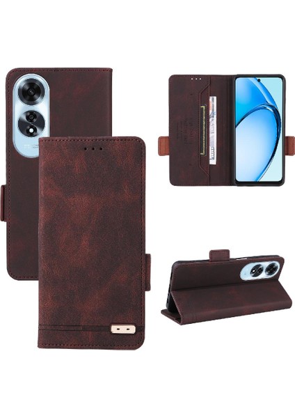 Oppo A60 4g Manyetik Karbon Fiber Deri Için Kılıf Folio Flip Case Tam (Yurt Dışından)