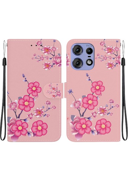 Motorola Moto Kenar 50 Pro Kart Yuvaları Için Kılıf Pu Deri Kelebek Çiçek (Yurt Dışından)