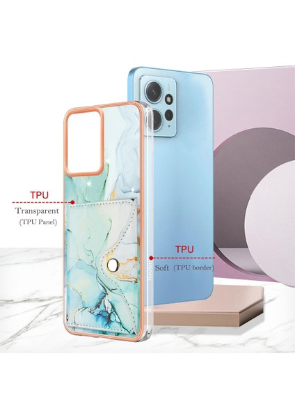 Xiaomi Redmi Için Not 12 4g Mermer Ince Cüzdan Yumuşak Tpu Tampon Kartı (Yurt Dışından)