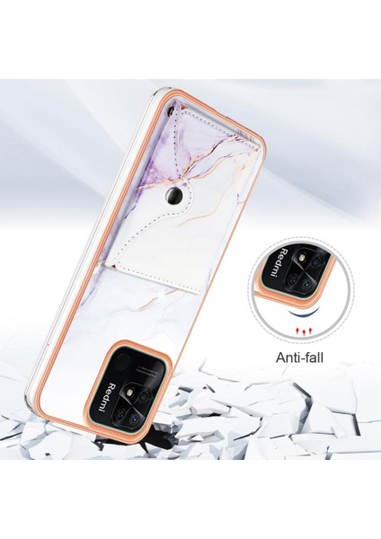 Xiaomi Redmi 10C Kart Yuvaları Mermer Ince Cüzdan Yumuşak Tpu Tampon (Yurt Dışından)