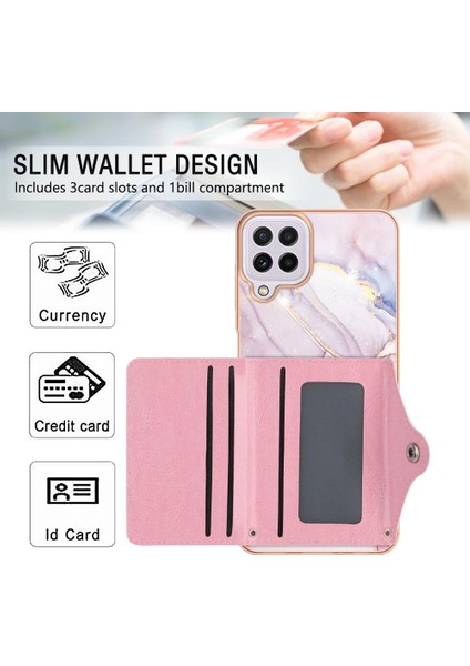 Samsung Galaxy M32 Ince Cüzdan Mermer Kart Yuvaları Yumuşak Tpu Tampon (Yurt Dışından) modelleri