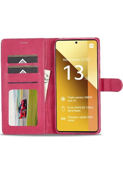 Xiaomi Redmi Not 13 Için Kılıf 5g Buzağı Doku Yatay Çevir Deri Kılıf (Yurt Dışından)
