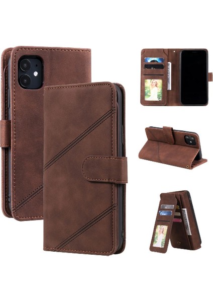 IPhone 12 Için Kılıf Pu Deri Cüzdan Flip Folio Manyetik Kart Tutucu (Yurt Dışından)