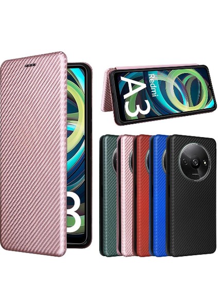 Kart Tutucu Kickstand ile Xiaomi Redmi A3 Manyetik Karbon Fiber Için Kılıf (Yurt Dışından)