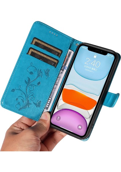 El Kayışı ile IPhone 12 Mini Için Kılıf Kabartmalı Kelebek Cüzdan Telefon (Yurt Dışından)