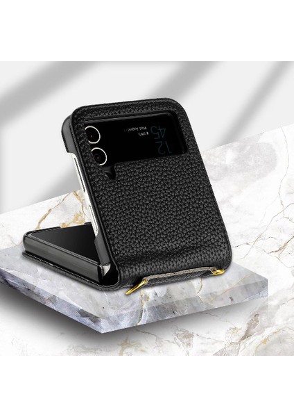 Telefon Kılıfı Için Samsung Galaxy Z Flip 4 Pu Deri Cüzdan Flip Folio Kart (Yurt Dışından)