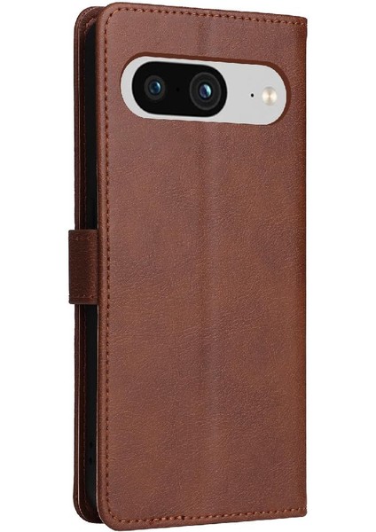 Kart Yuvası Yüksek Telefon ile Google Piksel 8 Klasik Düz Renk Için Flip Case (Yurt Dışından)