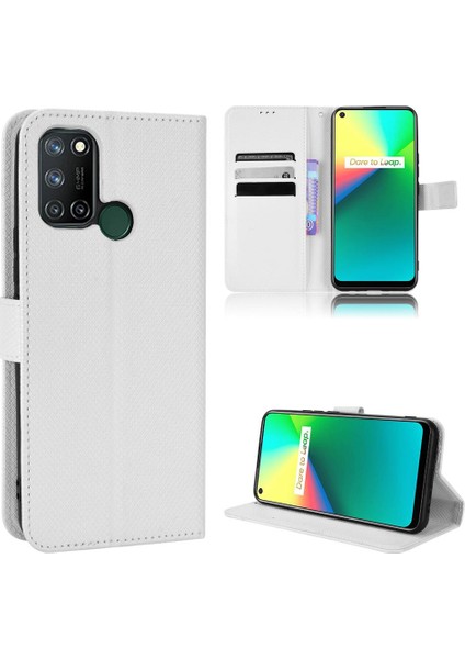 Realme C17 Için Kılıf Kapak Kickstand Manyetik Cüzdan Kart Tutucu (Yurt Dışından)