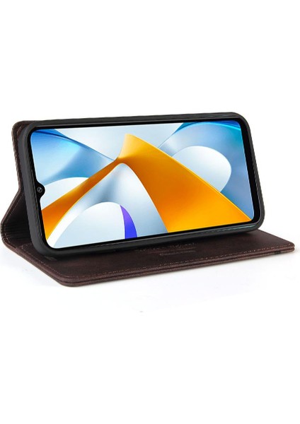 Xıaomı Poco C40 Premium Deri Kickstand Iki Kart Yuvaları (Yurt Dışından)