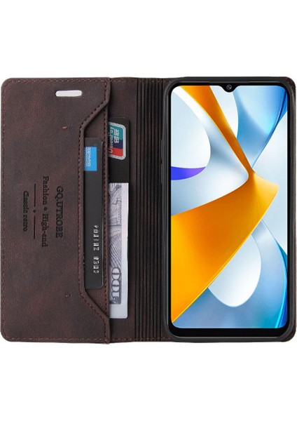 Xıaomı Poco C40 Premium Deri Kickstand Iki Kart Yuvaları (Yurt Dışından)