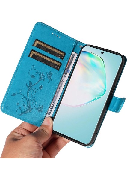 Samsung Galaxy S10 Lite Kabartmalı Kelebek Yüksek Kaliteli Deri (Yurt Dışından)