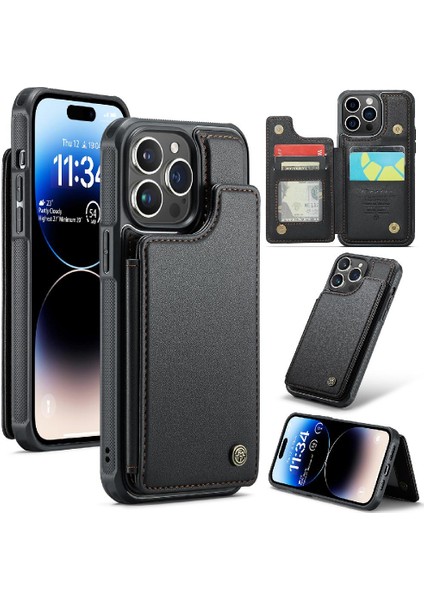 IPhone 14 Pro Kickstand Rfıd Engelleme Kart Tutucu Için Caseme Cüzdan Kılıf (Yurt Dışından)