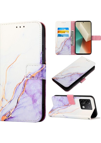 Xiaomi Redmi Için Not 13 5g Kickstand Mermer Desen Pu Deri Cüzdan (Yurt Dışından)