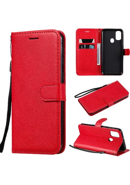 Samsung Galaxy M30S Için Flip Case Klasik Katı Renk Kart Yuvası ile Yüksek (Yurt Dışından)