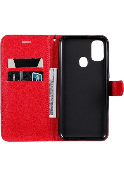 Samsung Galaxy M30S Için Flip Case Klasik Katı Renk Kart Yuvası ile Yüksek (Yurt Dışından)