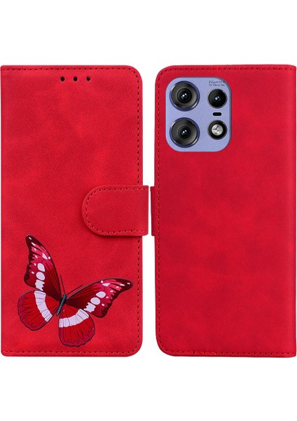 Motorola Moto Kenar 50 Pro Renk Baskılı Kart Yuvaları Kelebek Flip Case (Yurt Dışından)