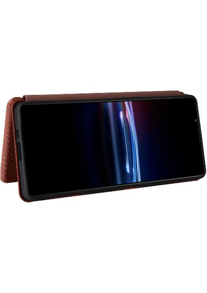 Sony Xperia Pro-I Deri Folio Flip Case Için Kılıf Manyetik Karbon Fiber (Yurt Dışından) fiyatları