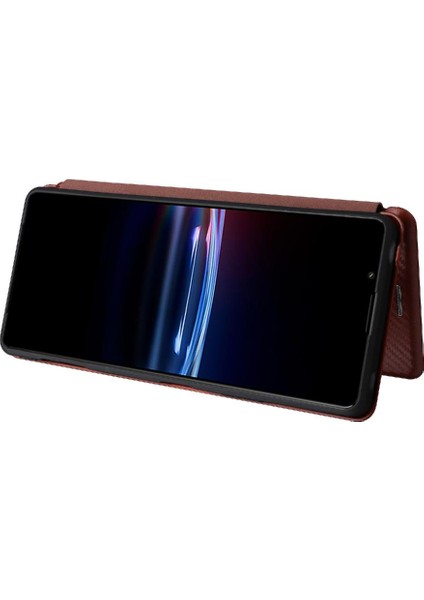 Sony Xperia Pro-I Deri Folio Flip Case Için Kılıf Manyetik Karbon Fiber (Yurt Dışından) fırsatları