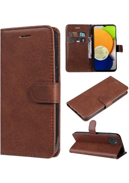 Samsung Galaxy A03 Yüksek Kalite Deri Klasik Düz Renk Için Flip Case (Yurt Dışından)