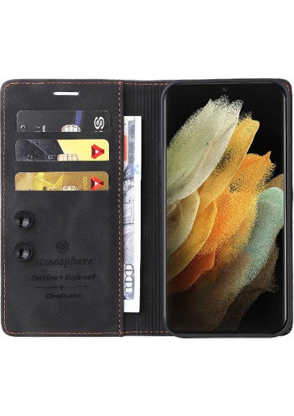 Manyi Mall Samsung Galaxy S21 Ultra Basit Iş Deri Kılıf Flip Case Için Flip Case (Yurt Dışından)