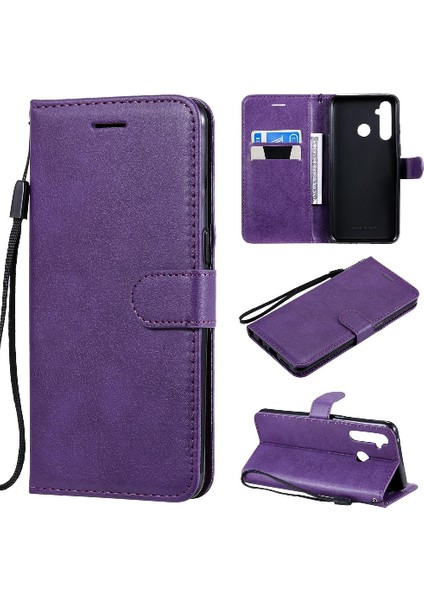 Kart Yuvası ile Realme 5 Pro Için Flip Case Iş Cüzdan Telefon Kılıfı Katı (Yurt Dışından)