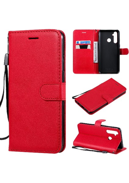 Kart Yuvası ile Realme 5 Pro Için Flip Case Iş Cüzdan Telefon Kılıfı Katı (Yurt Dışından)