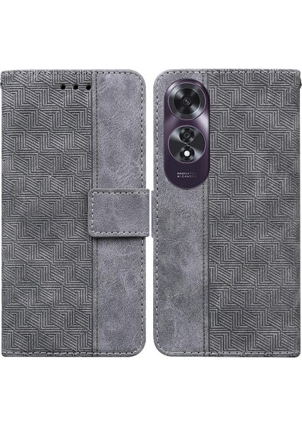 Oppo A60 4g Geometrik Kabartmalı Premium Pu Deri Kickstand Için Flip Case (Yurt Dışından)
