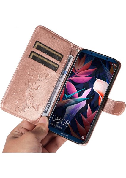 Manyi Mall Huawei Mate 10 Pro Için Flip Case Yüksek Kalite Deri Kabartmalı Kelebek (Yurt Dışından)