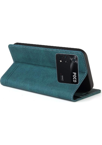 Xiaomi Poco M4 Pro 4g Için Iki Kart Yuvaları Kickstand Premium Deri Kılıf (Yurt Dışından)