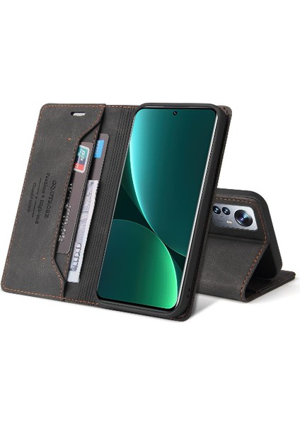Xiaomi 12 Için Kılıf Pro Kickstand Premium Deri Iki Kart Yuvaları Prim (Yurt Dışından)