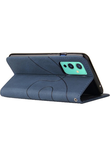 Kart Yuvası Standı Iki Renkli Dikiş Pu Deri ile Oneplus 9 Için Kılıf (Yurt Dışından)