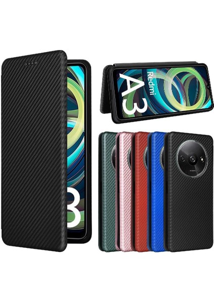 Kart Tutucu Kickstand ile Xiaomi Redmi A3 Manyetik Karbon Fiber Için Kılıf (Yurt Dışından)