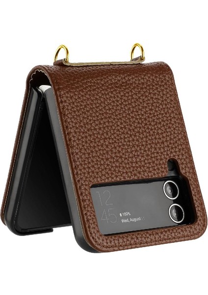 Telefon Kılıfı Için Samsung Galaxy Z Flip 3 Pu Deri Cüzdan Kart Yuvaları Tutucu (Yurt Dışından)