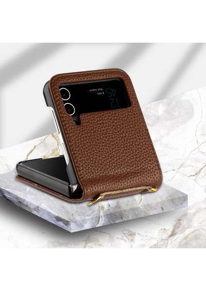 Telefon Kılıfı Için Samsung Galaxy Z Flip 3 Pu Deri Cüzdan Kart Yuvaları Tutucu (Yurt Dışından)