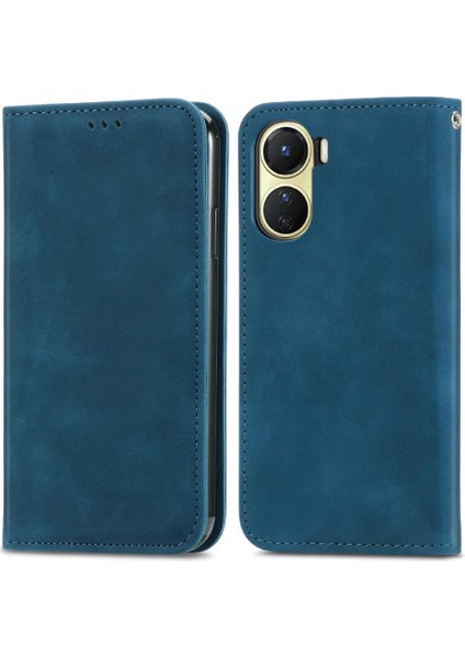 Vivo Y16 Kordon Basit Iş Fermuar Deri Çanta Cüzdan Için Kılıf (Yurt Dışından)