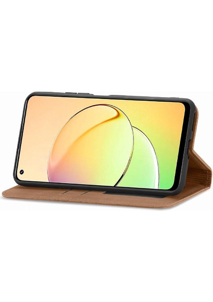 Realme 10 Cüzdan Kordon Deri Kılıf Için Kılıf Basit Iş Fermuar (Yurt Dışından)