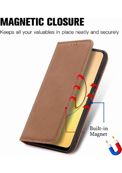 Realme 10 Cüzdan Kordon Deri Kılıf Için Kılıf Basit Iş Fermuar (Yurt Dışından)