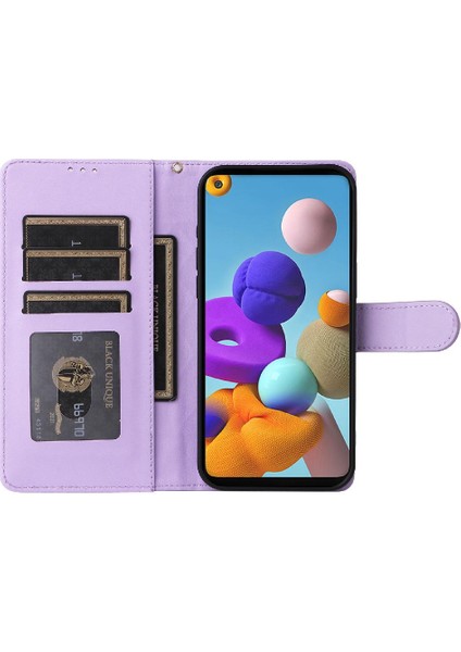 Samsung Galaxy A21S Darbeye Dayanıklı Basit Iş Cüzdan Flip Case (Yurt Dışından)