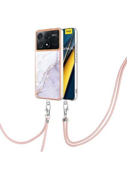 Xiaomi Redmi Için Kılıf K70E Anti-Scratch Yumuşak Mermer Tampon Crossbody Kayış (Yurt Dışından)