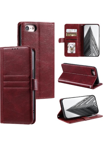 Iphone 7/8 Için Flip Case Kickstand Pu Deri Cüzdan 6 Kart Yuvaları (Yurt Dışından)