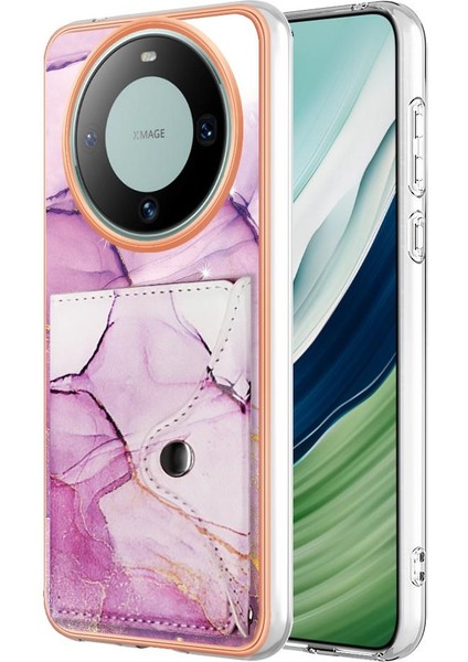 Huawei Mate 60 Kart Yuvaları Için Kılıf Ince Cüzdan Mermer Yumuşak Tpu Tampon (Yurt Dışından)