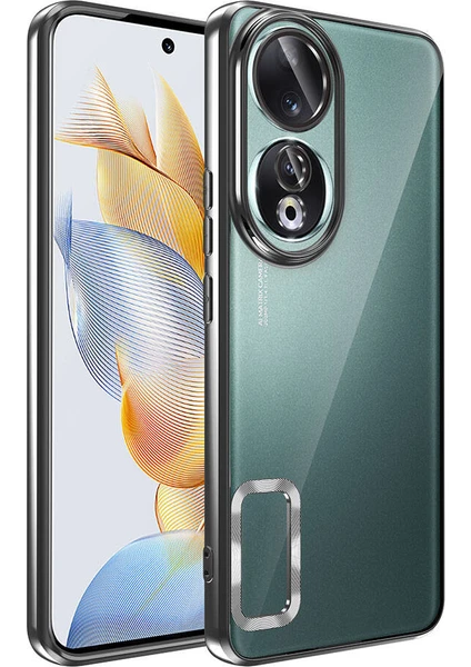 Huawei Honor 90 Kılıf Şık Logo Gösteren Tasarımlı Kamera Lens Korumalı Yumuşak Silikon Slot