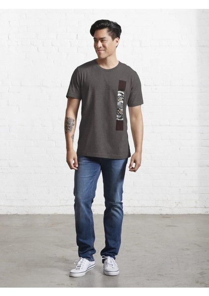 Kaplan Baskılı Bisiklet Yaka T-Shirt