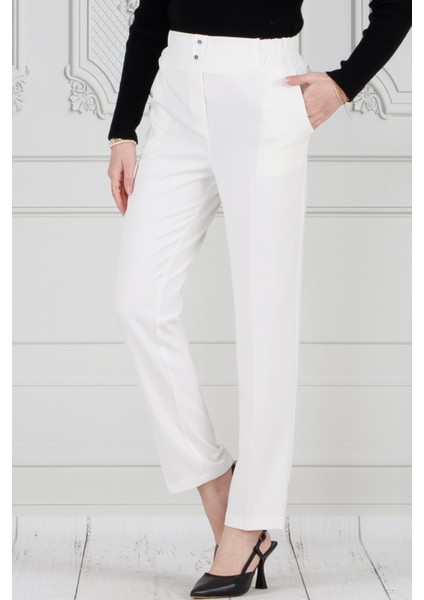Cepli Dar Paça Pantolon-Beyaz fiyatları
