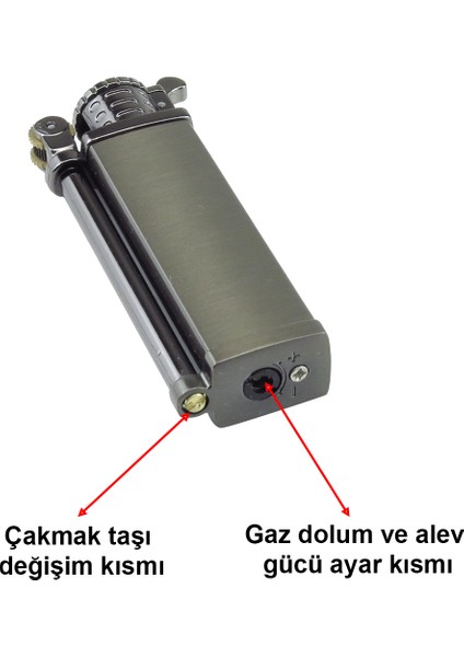 Çakmak Taşlı Tek Torchlu Yanan Gazlı Metal Çakmak 1 Adet